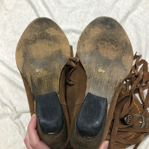 Very Volatile Leather Suede Fringe Boots Size 6.5 Western Festival Rodeo Cowboy - Picture 3 of 13